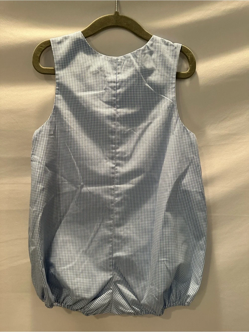 Blue Gingham Baby Romper with Character Smocking Star Wars